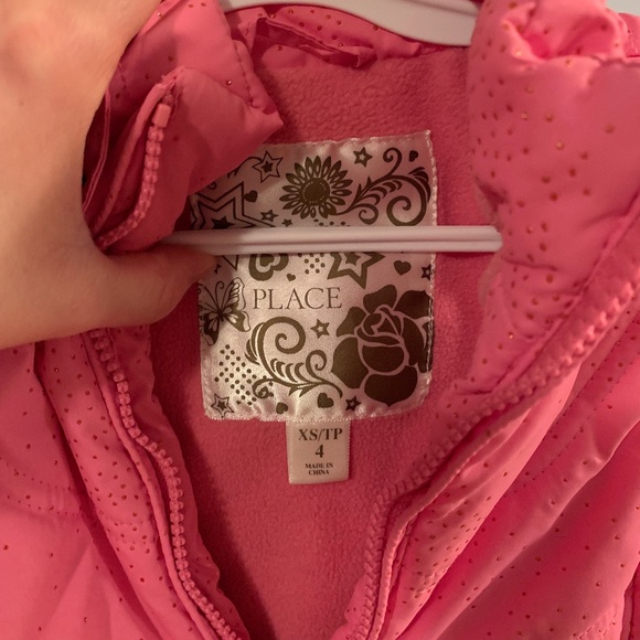 Pink w/ Gold Glitter Winter Vest Children's Place XS Size 4 - Picture 4 of 4